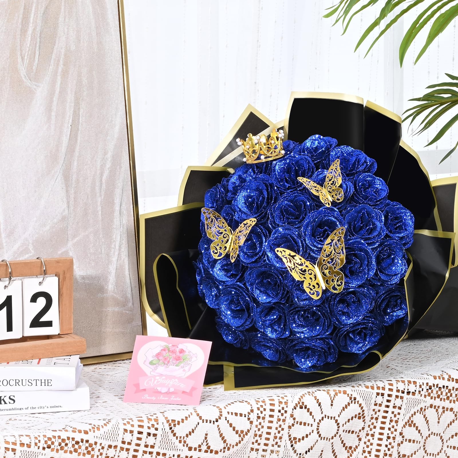 Glitter Roses Bouquet, DIY Fake Glitter Flowers Bouquet, Everlasting Shiny Ar…