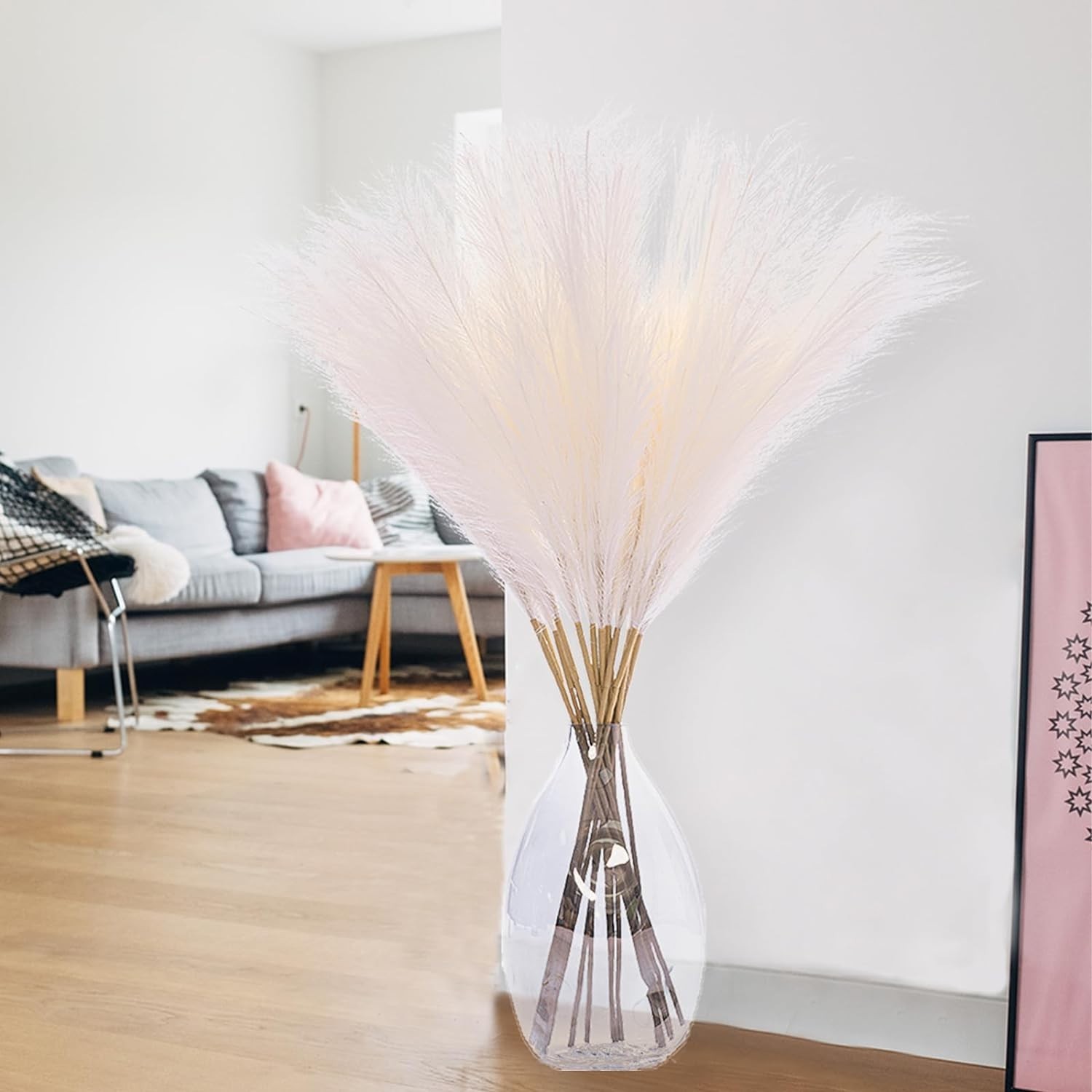 Stylish White Pampas Grass for Vase Decoration – 10 Stems