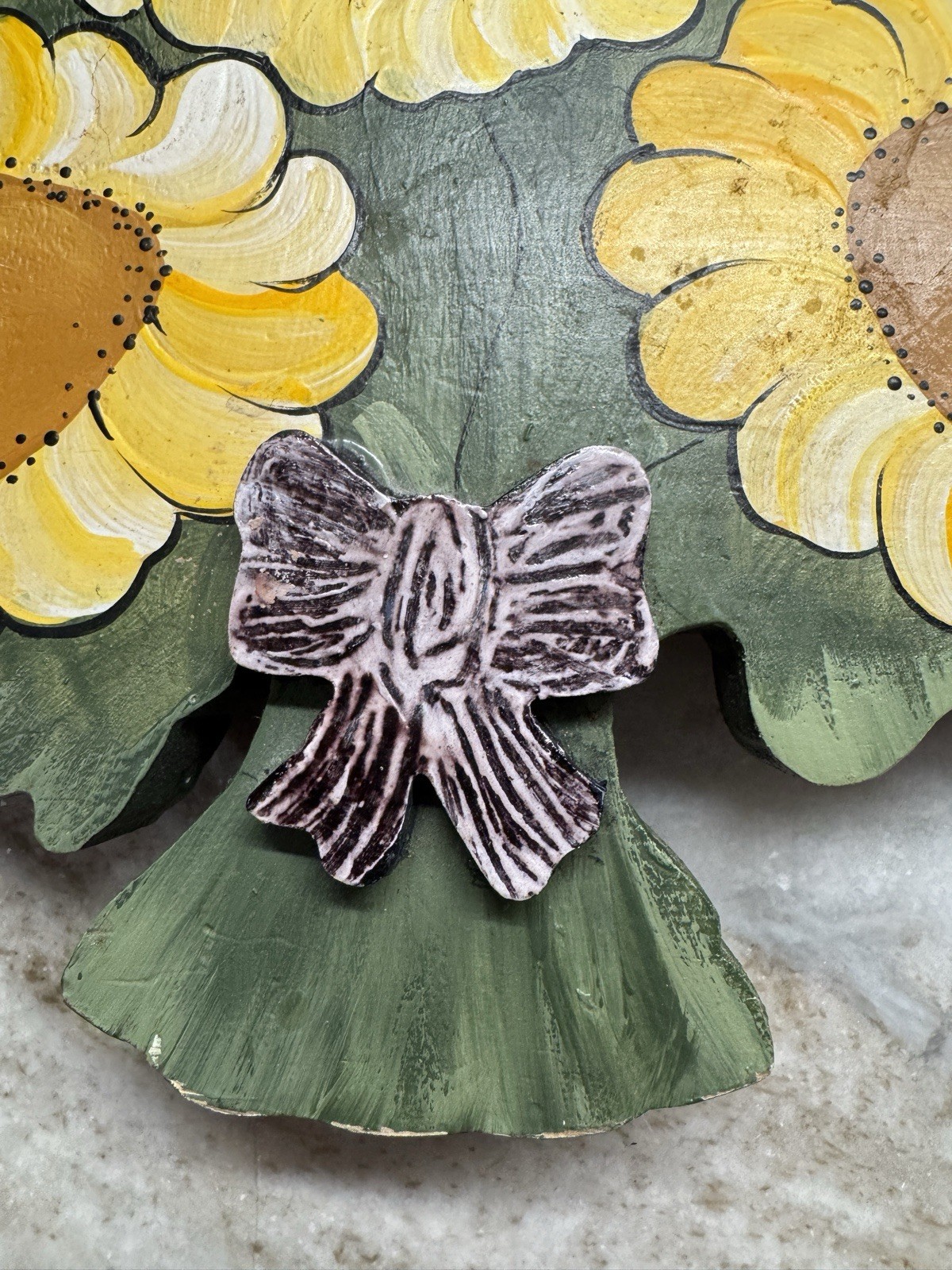 Vintage Hand Painted Wood Sunflower Bouquet