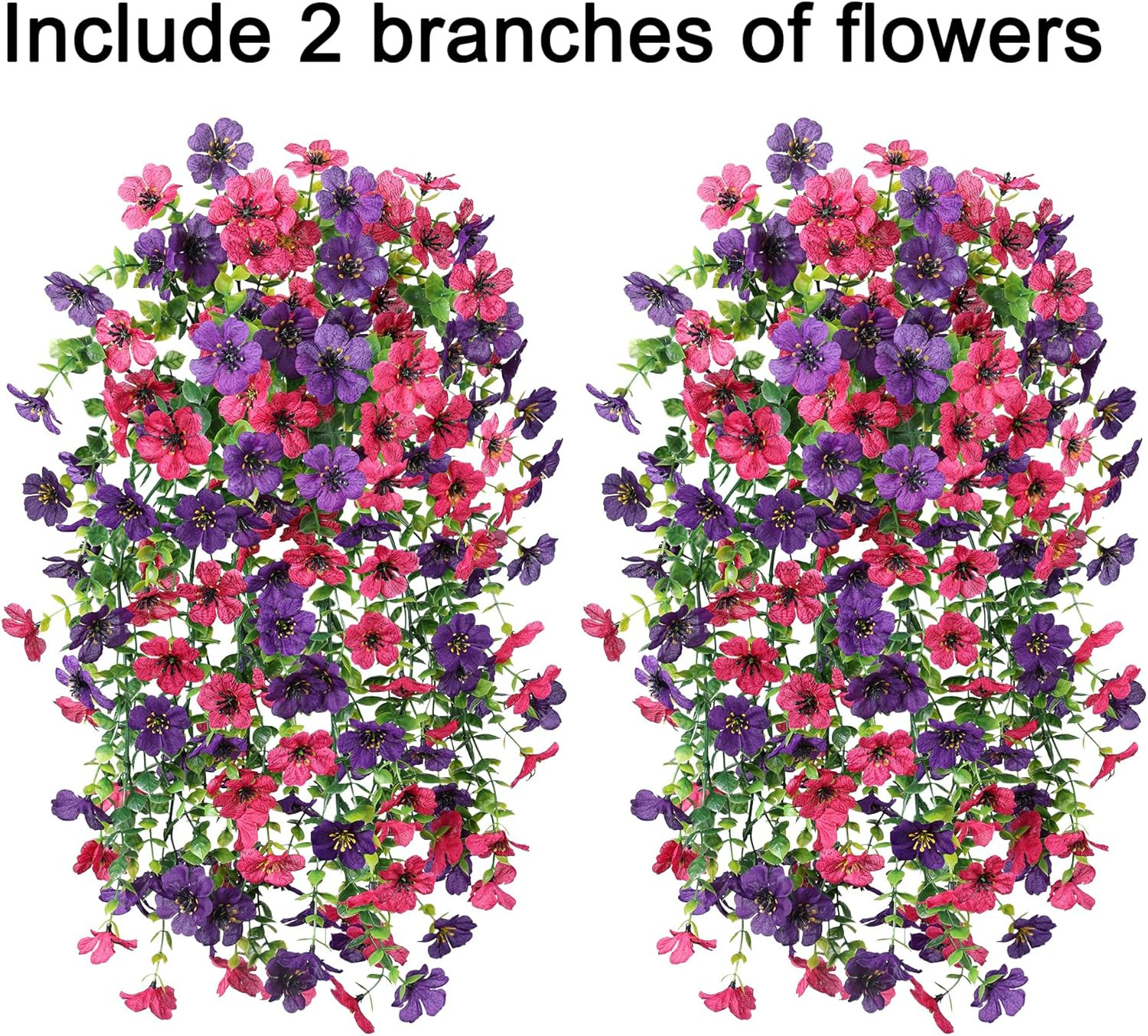 Artificial Flowers for Outdoors Decoration, 2Pcs Fake Hanging Spring Summer Deco
