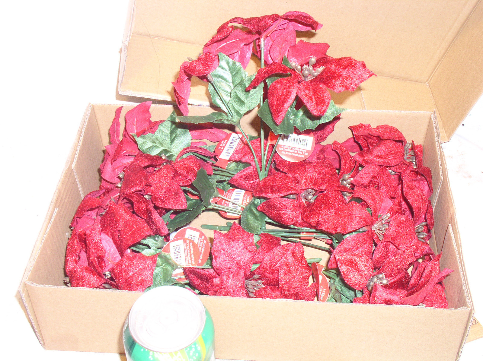 12 ASHLAND CHRISTMAS 9 INCH DARK RED POINSETTIA 4 STEM BUSH SILK FLOWER 756035