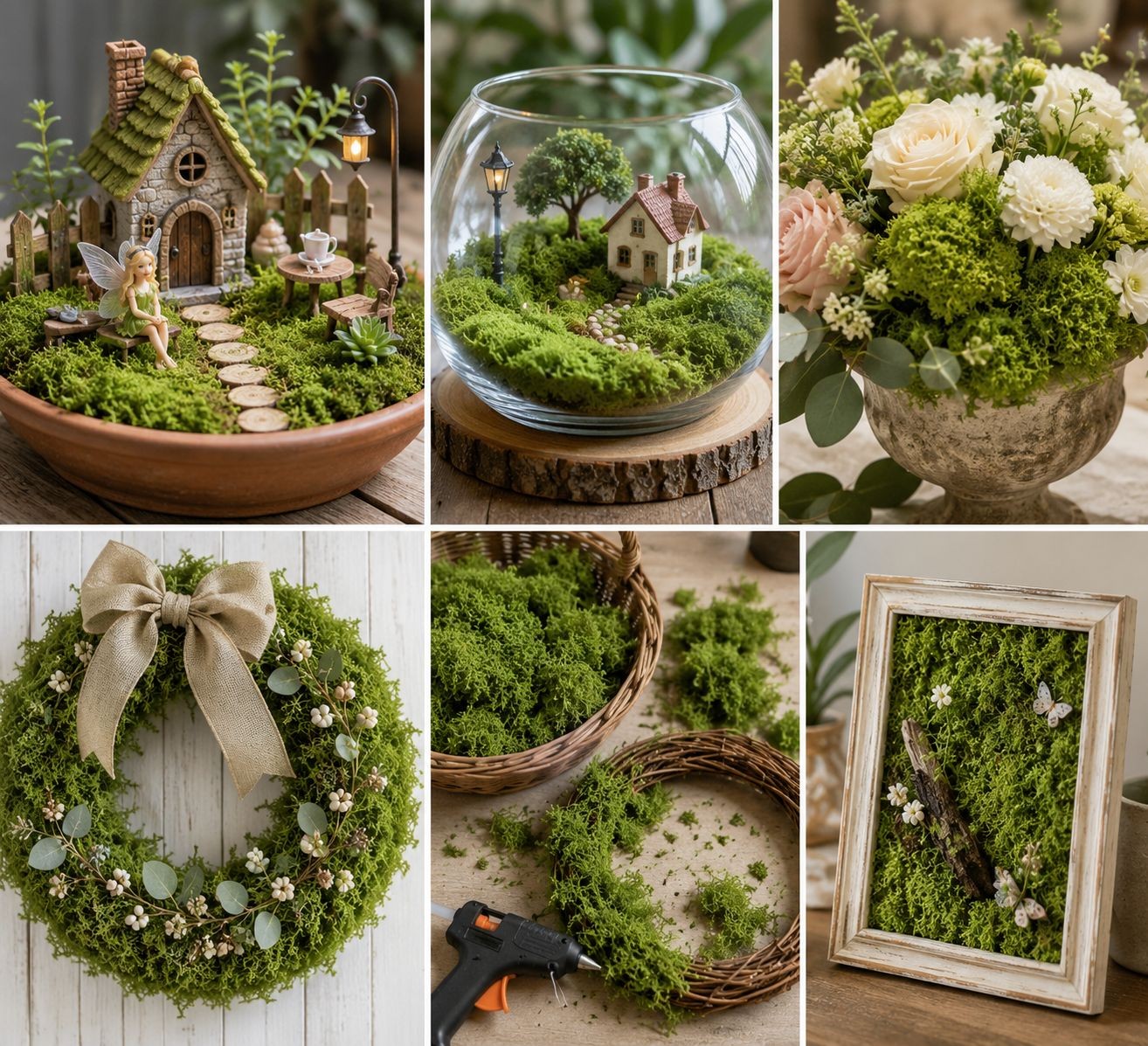 Artificial Green Moss for Crafts Fairy Garden Moss Faux Moss Floral Arrangement