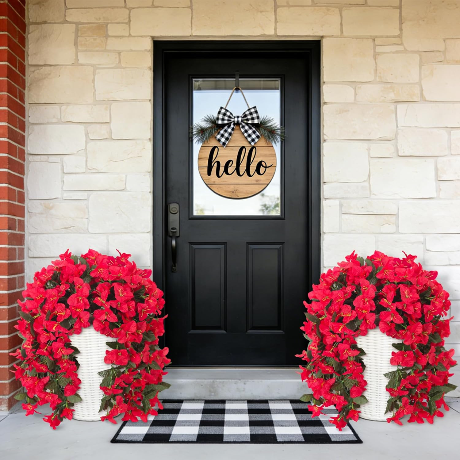 2 Pcs Artificial Faux Bougainvillea Flowers Plants for Outdoor outside Summer De