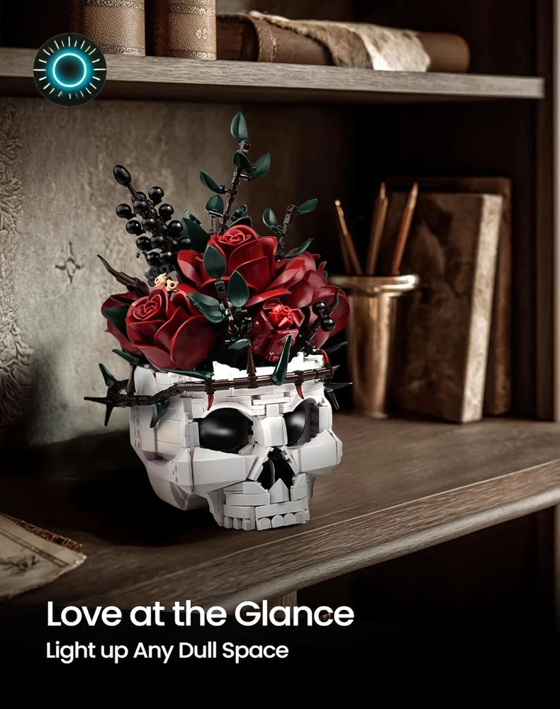 Skull Rose Bouquet Building Set Compatible with Lego Flowers for Adult – Hal…