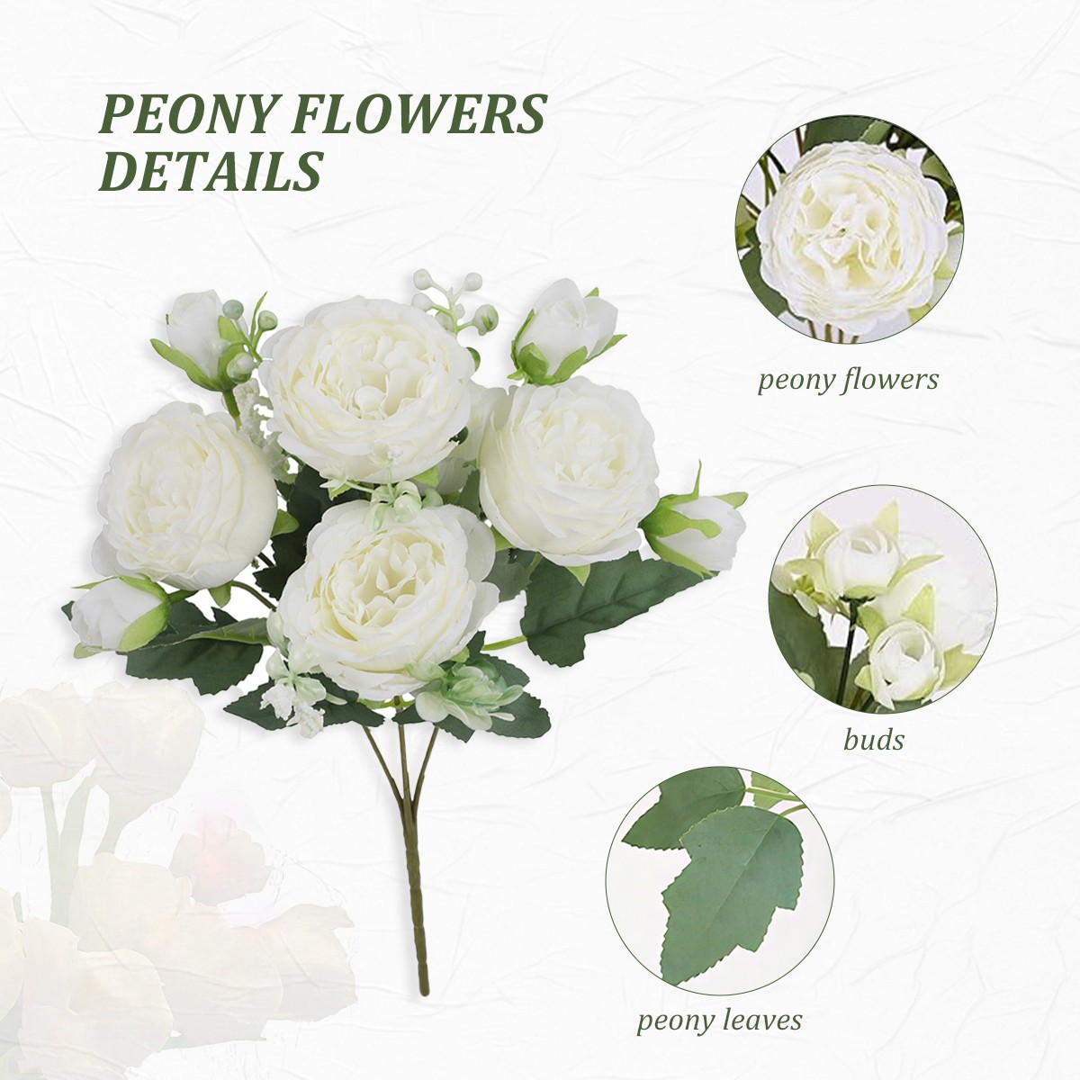 Artificial Peony Silk Flowers for Arrangement Wedding Bouquet Home Party Decor