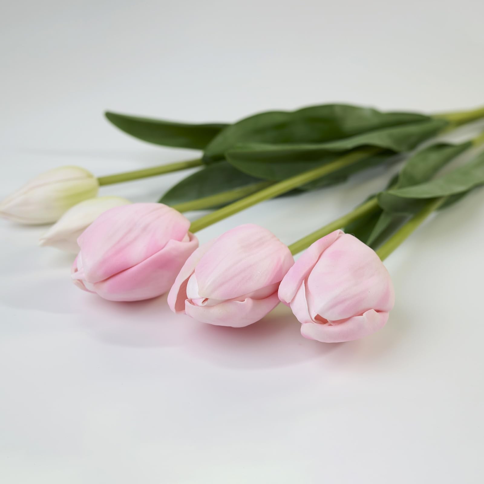 Artificial Tulips 10PCS Real Touch 19.7″ Light Pink Faux Flowers – Home Table
