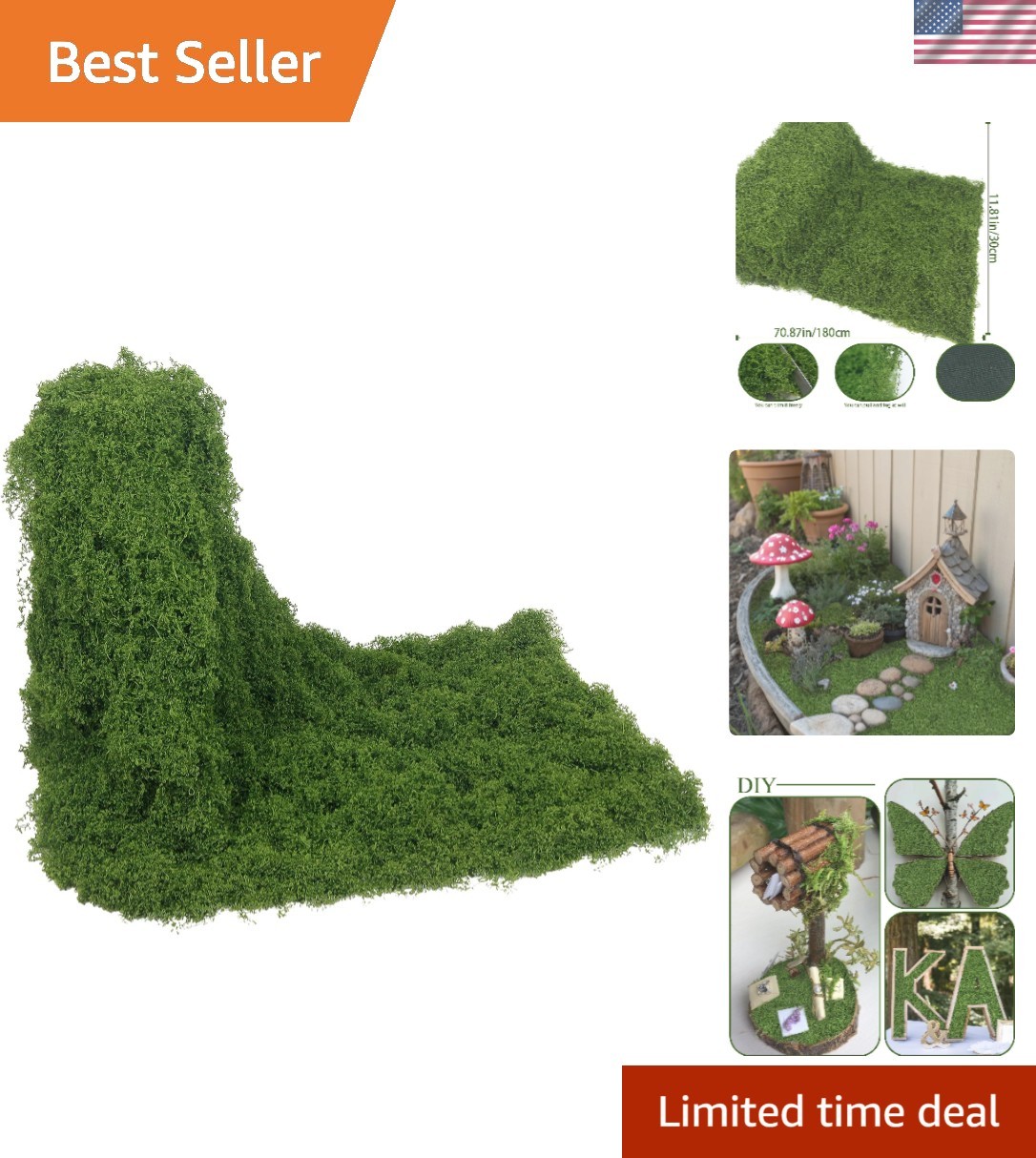 Durable 12×71” Artificial Moss Carpet for Elegant Centerpieces & Crafting