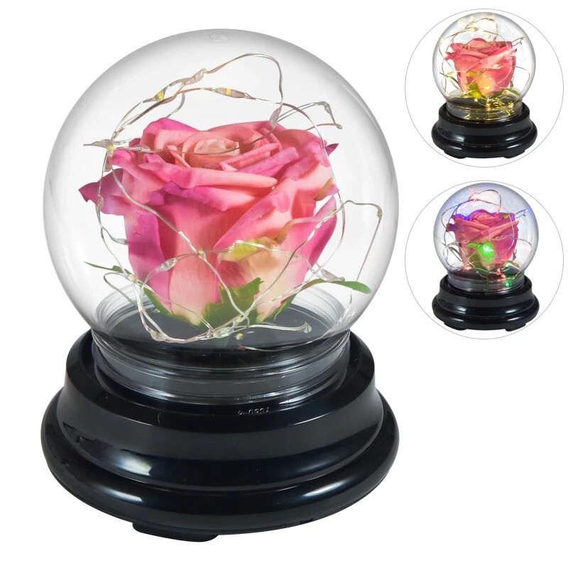Flower Rose Preserved In Glass Mothers Day Birthday Gift Womens Girls Home Decor