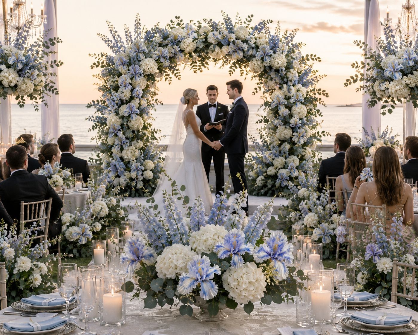 Luxury Faux Iris Stem Periwinkle Blue White Artificial Flower Wedding Floral Fre