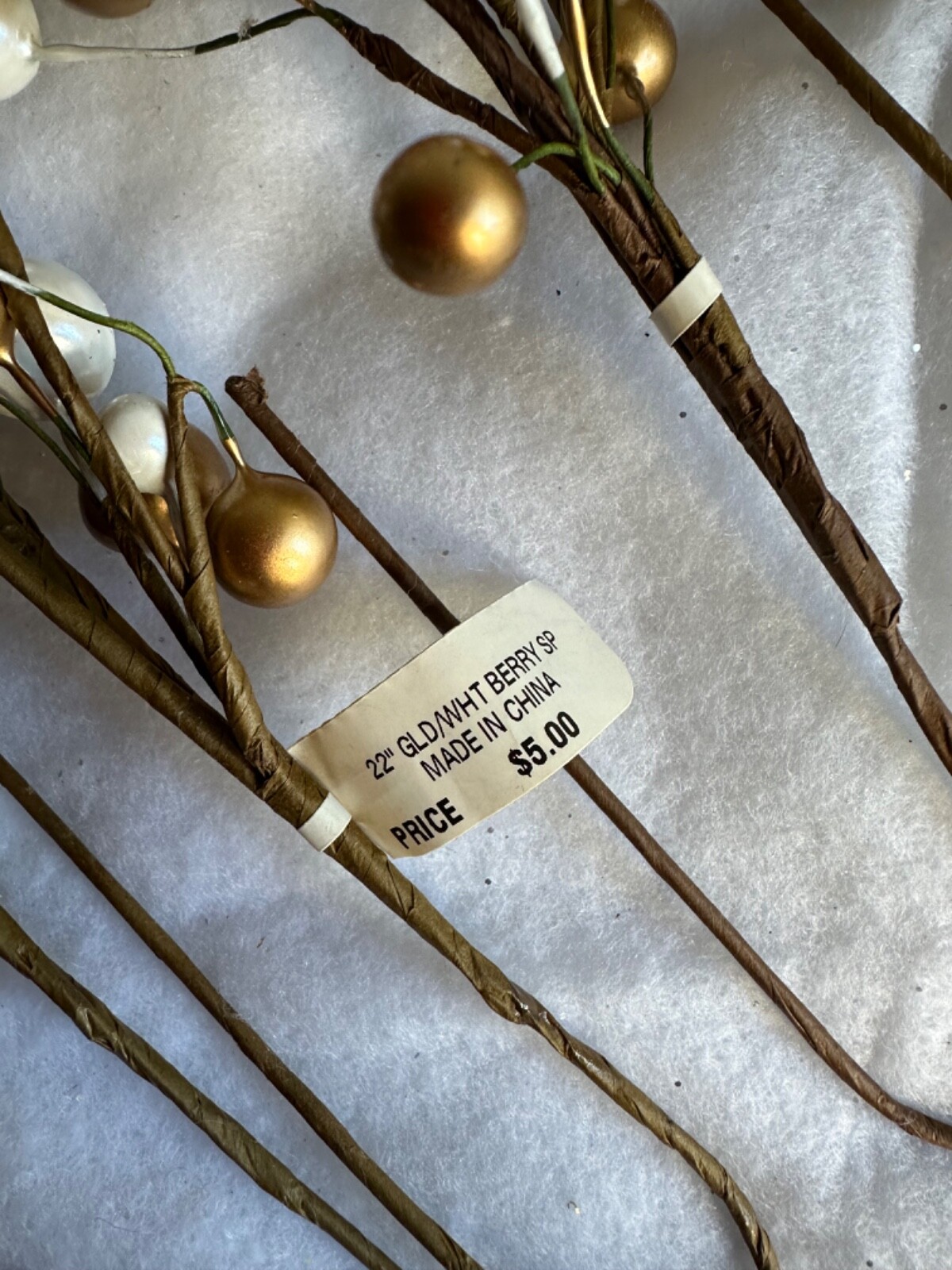 Berry Cluster Artifical Plant Spray Decorations Gold Beads White and Bronze