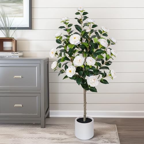 11in White Camellia Tree with 47″ Artificial Tree – 3ft 11in