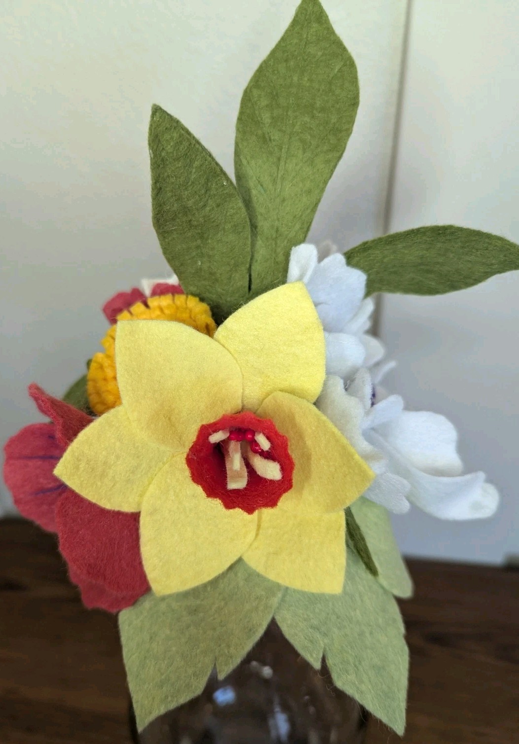 Beautiful Hand Cut Wool Blend Felt Flower Bouquet Gift Wrapped/Great Gift Idea!