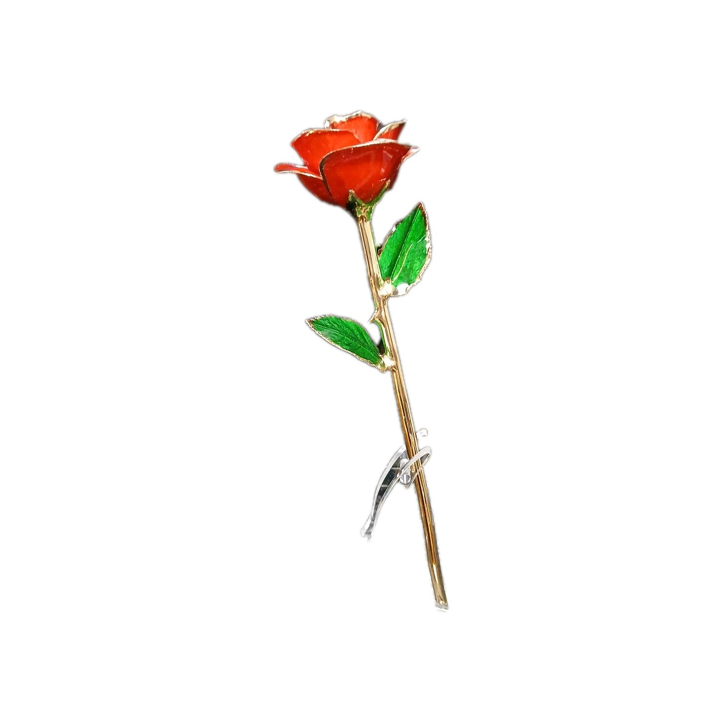 24k Gold Dipped Real Rose With Mantel To Stand Against