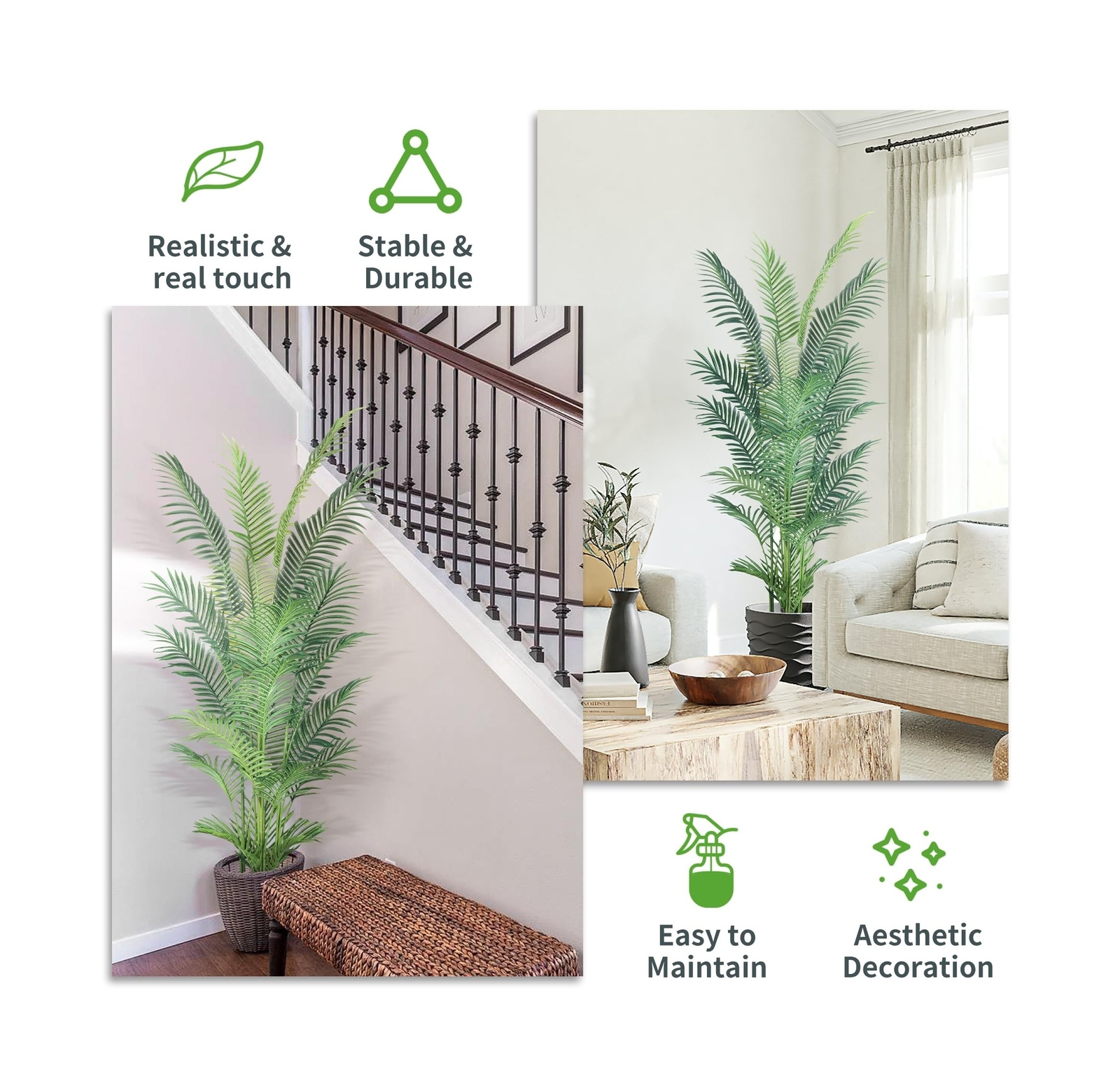 HAIHONG 6FT Artificial Palm Tree,Faux Areca Palm Plant with Real Touch Leaves…
