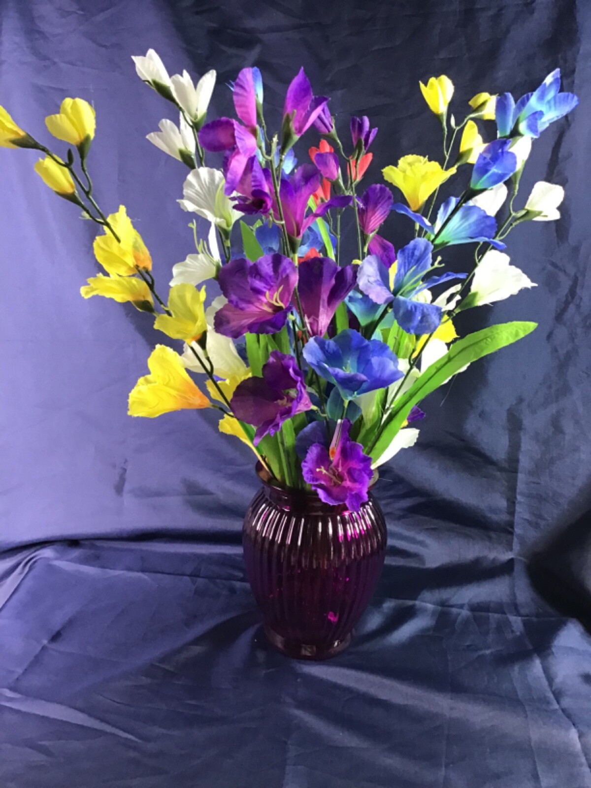 Glorious Multicolor Gladiolus Large Magenta Vase Flower Arrangement