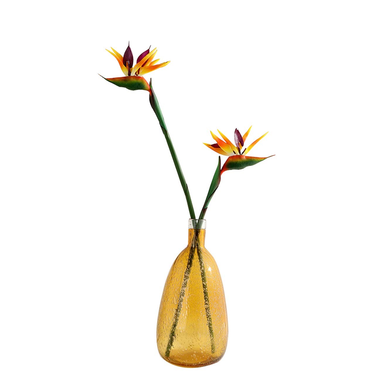 2 Pcs Artificial Flowers Bird of Paradise + 1 Set Palm Leaves Artificial Plan…
