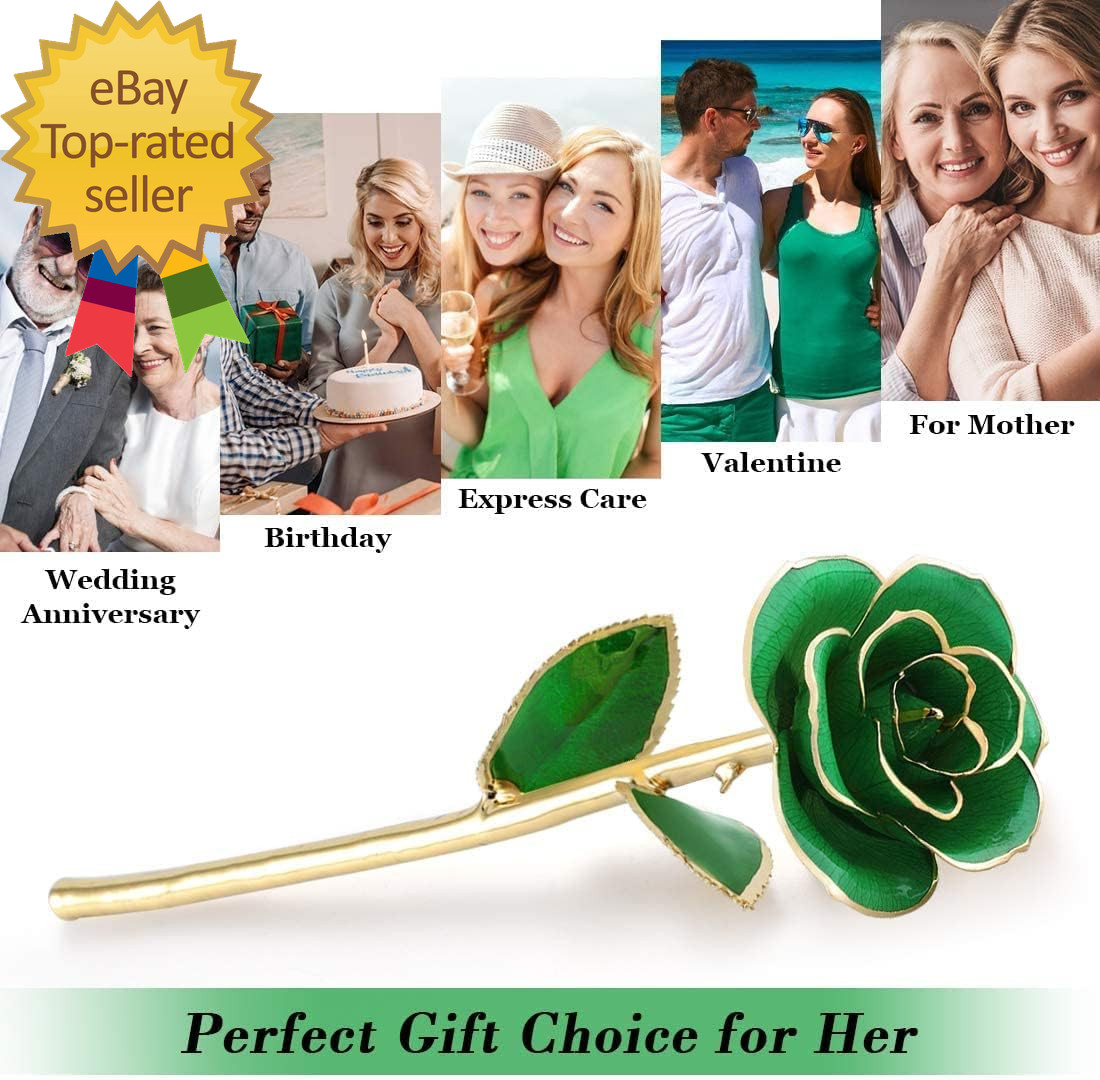 Gold Plate Rose 24K Gold Dipped Preserved Long Stem Rose Flower for Her Women