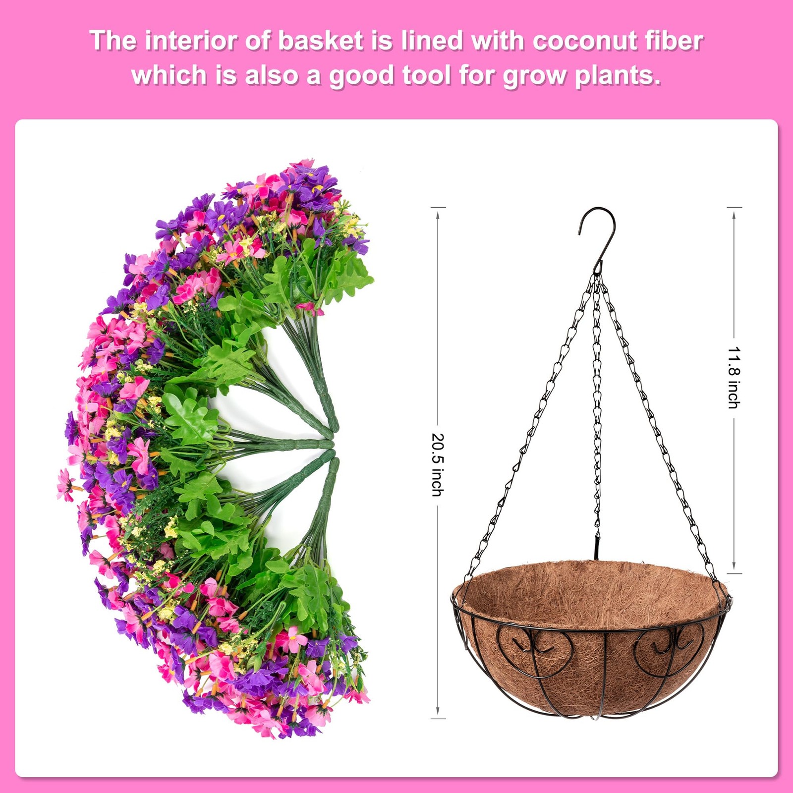 ARTIFICIAL HANGING FLOWERS BASKET FOR PATIO GARDEN PORCH DECK SPRING SUMMER DECO
