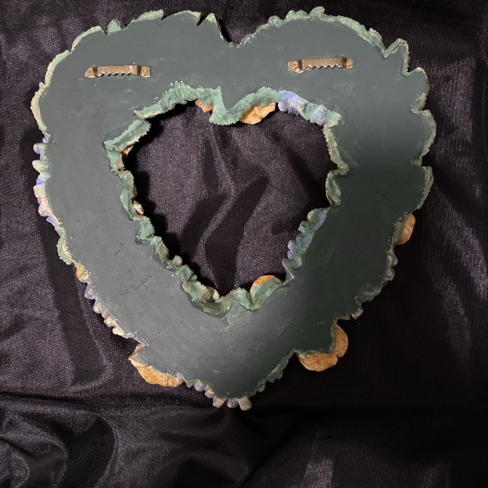 Vintage Resin Rose and Hydrangea Heart Wreath Custom Soft Muted Pastels, Guilted