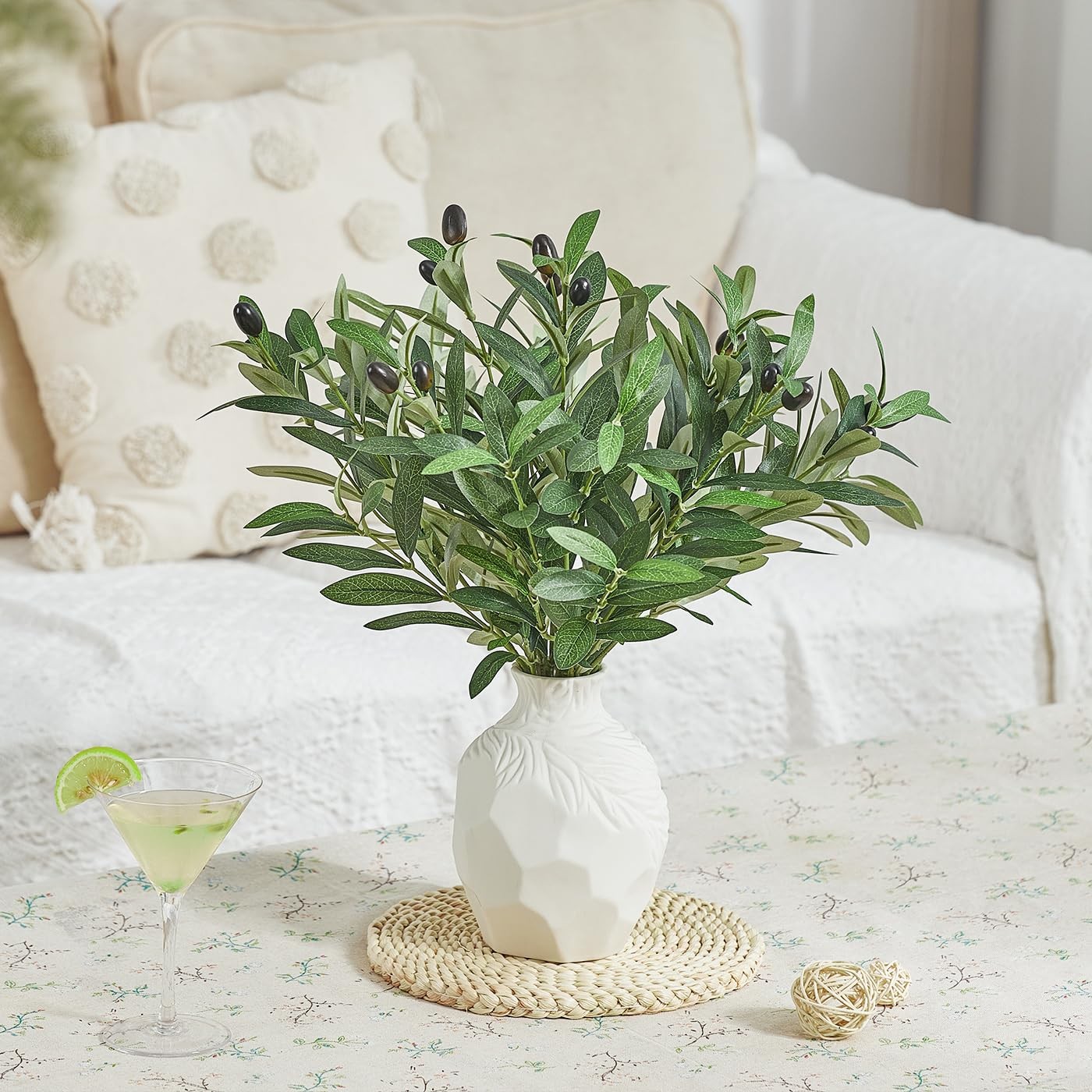 5 PCS 18 Inch Olive Tree Branches Greenery Stems Artificial Plants Faux Olive…