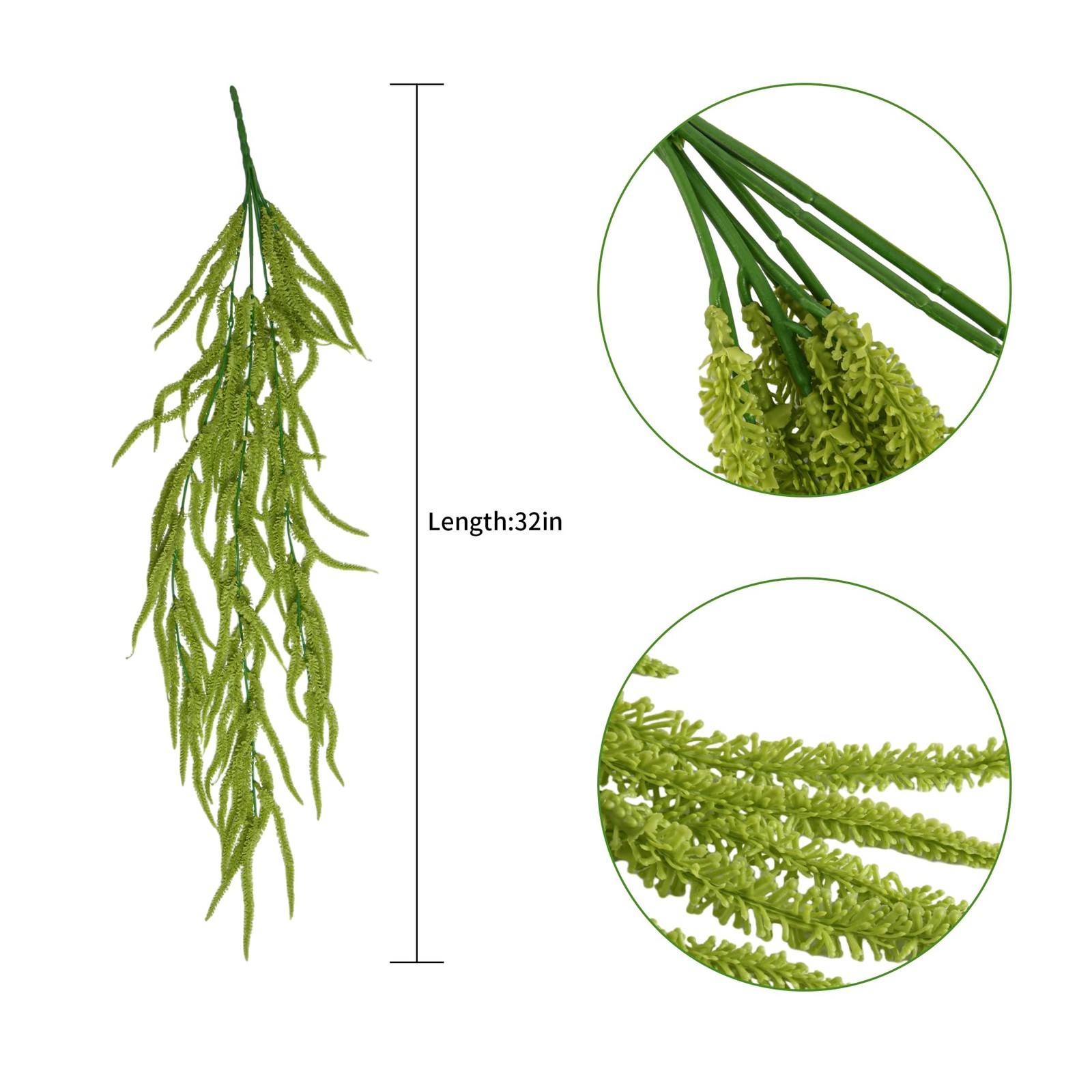 2 Pack 32” Artificial Hanging Plants Faux String of Pearls Plant Fake Green A…