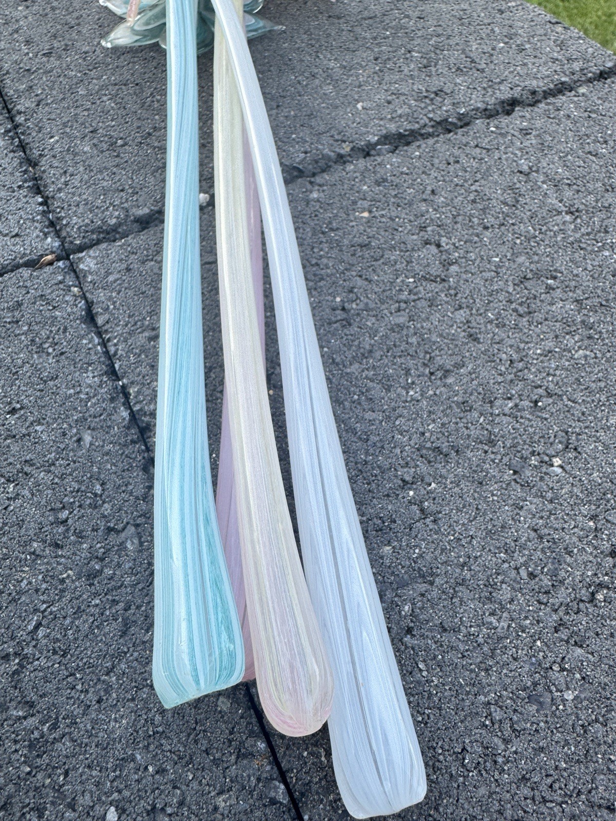 Arte Murano Italy Art Glass Flower Stems Hand Blown White Pink Blue 17.5″~4 Pc