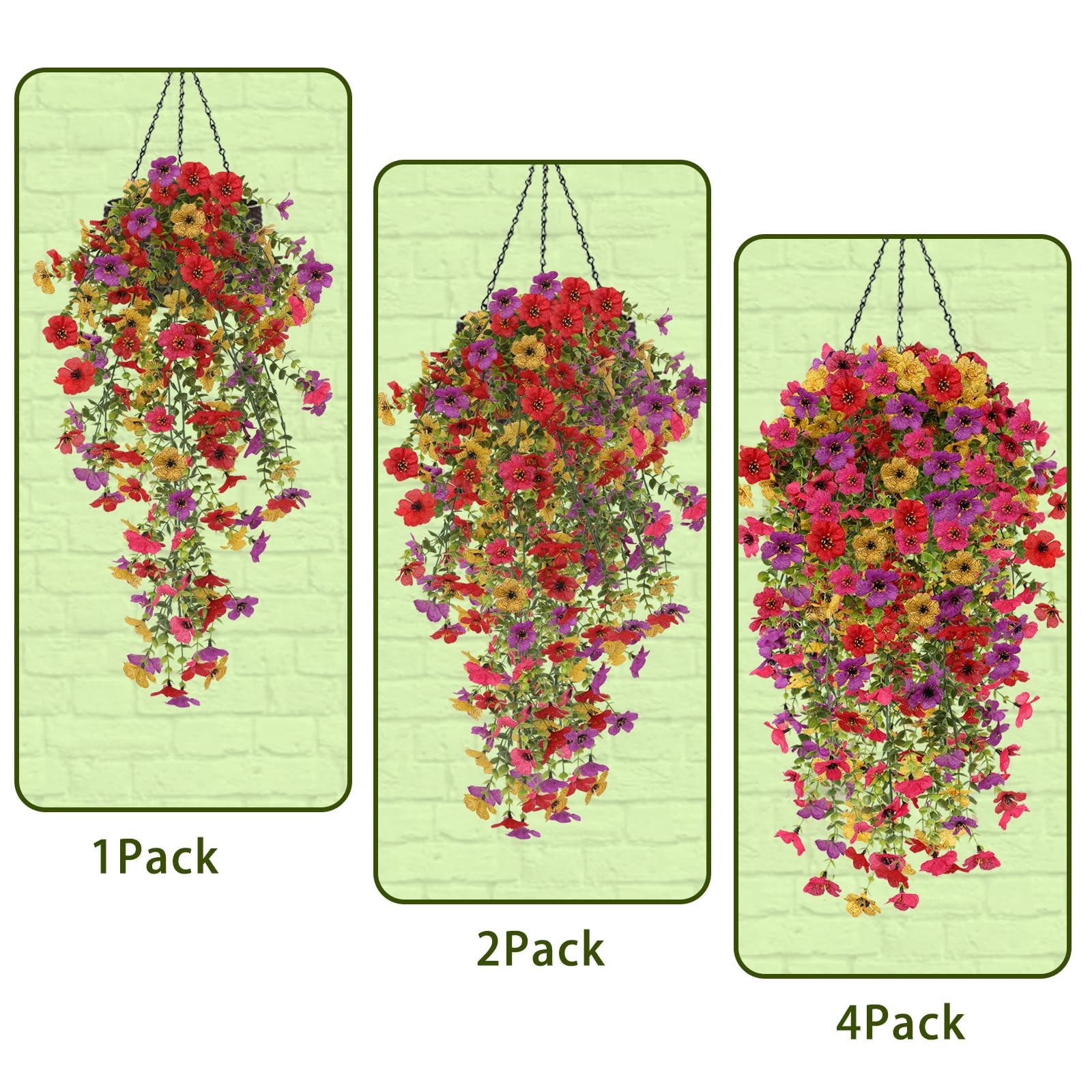 FUTBER 4PCS Artificial Hanging Flowers for Outdoors Summer Decoration, Upgrad…