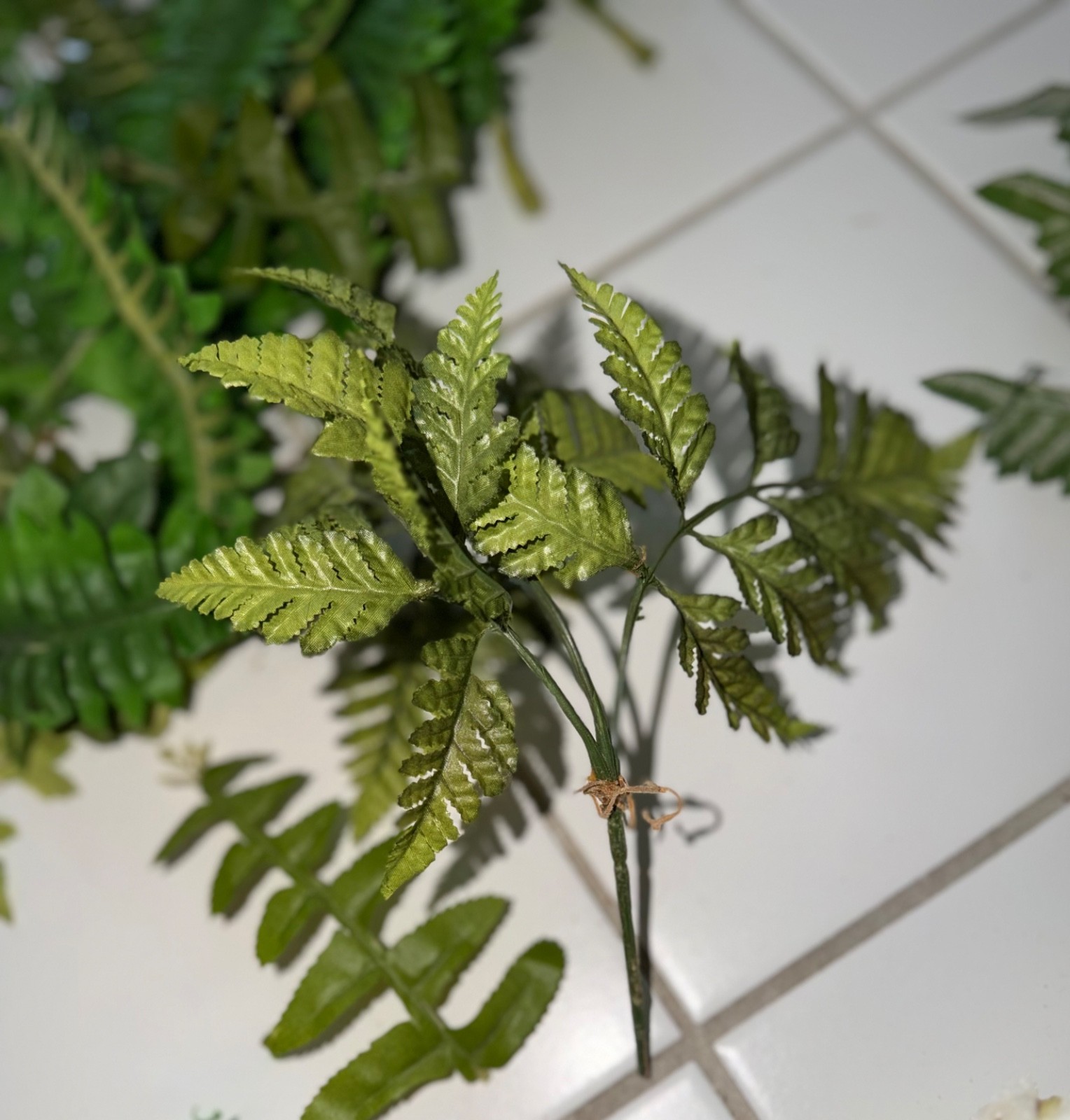 Artificial 2’ Green Fern Plant Leaves Silk Fake Faux Arrangement