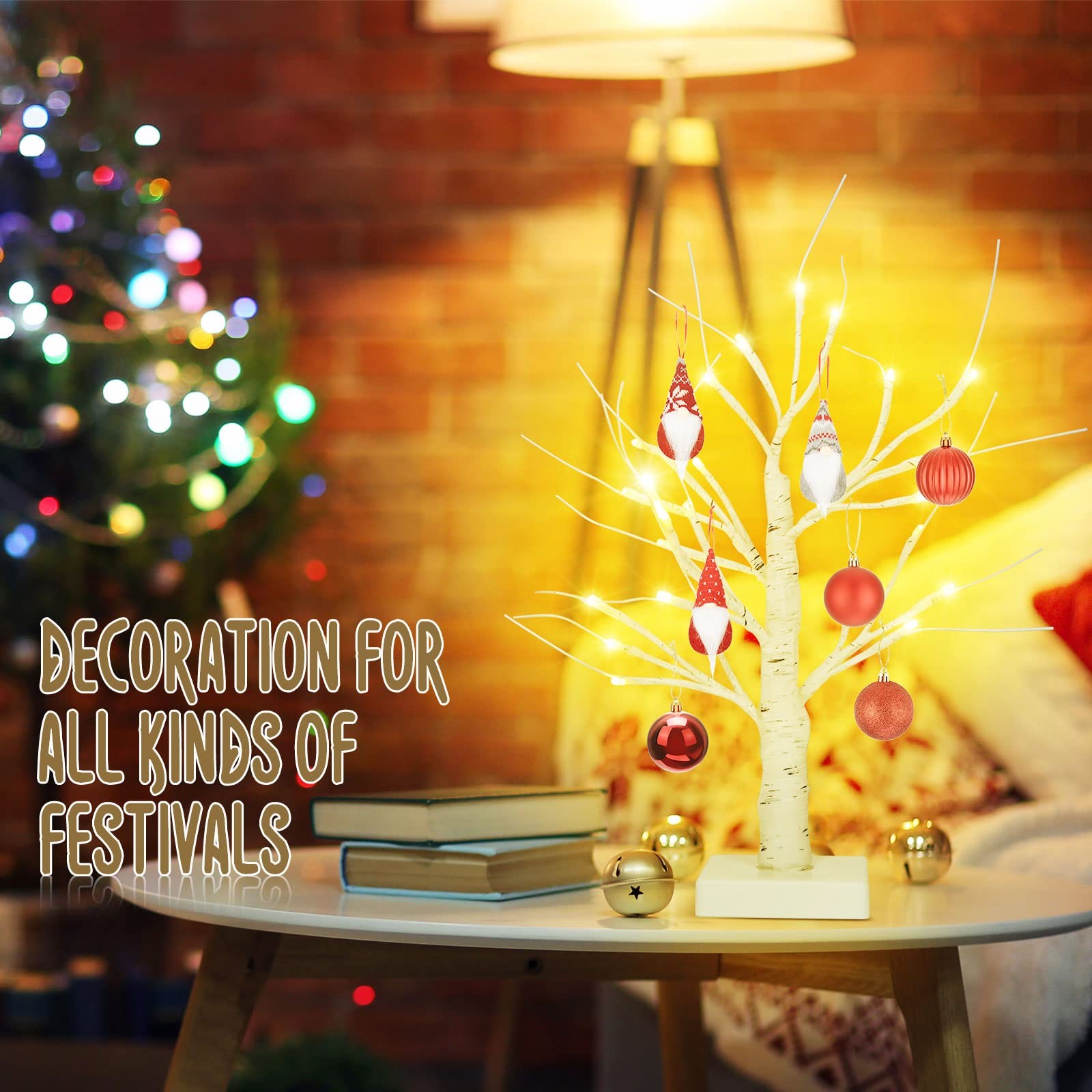 4 Pcs Birch Tree with LED Lights Christmas Wedding Decorations Tabletop Light…