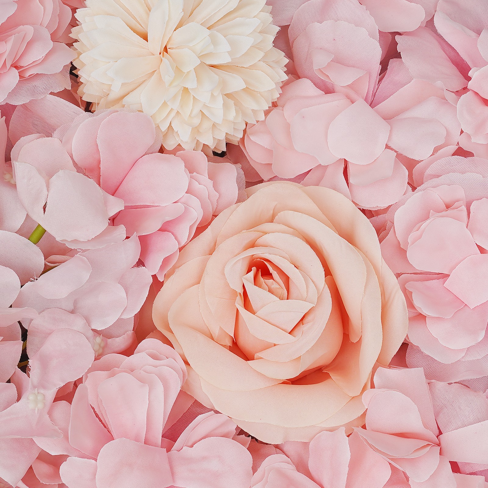 16 PCS Flower Wall Panels Light Pink Square Artificial Flowers Wall Decoration