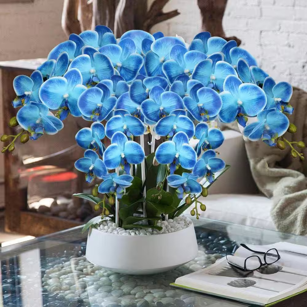 36 In. Blue Indoor Artificial Orchid Flower