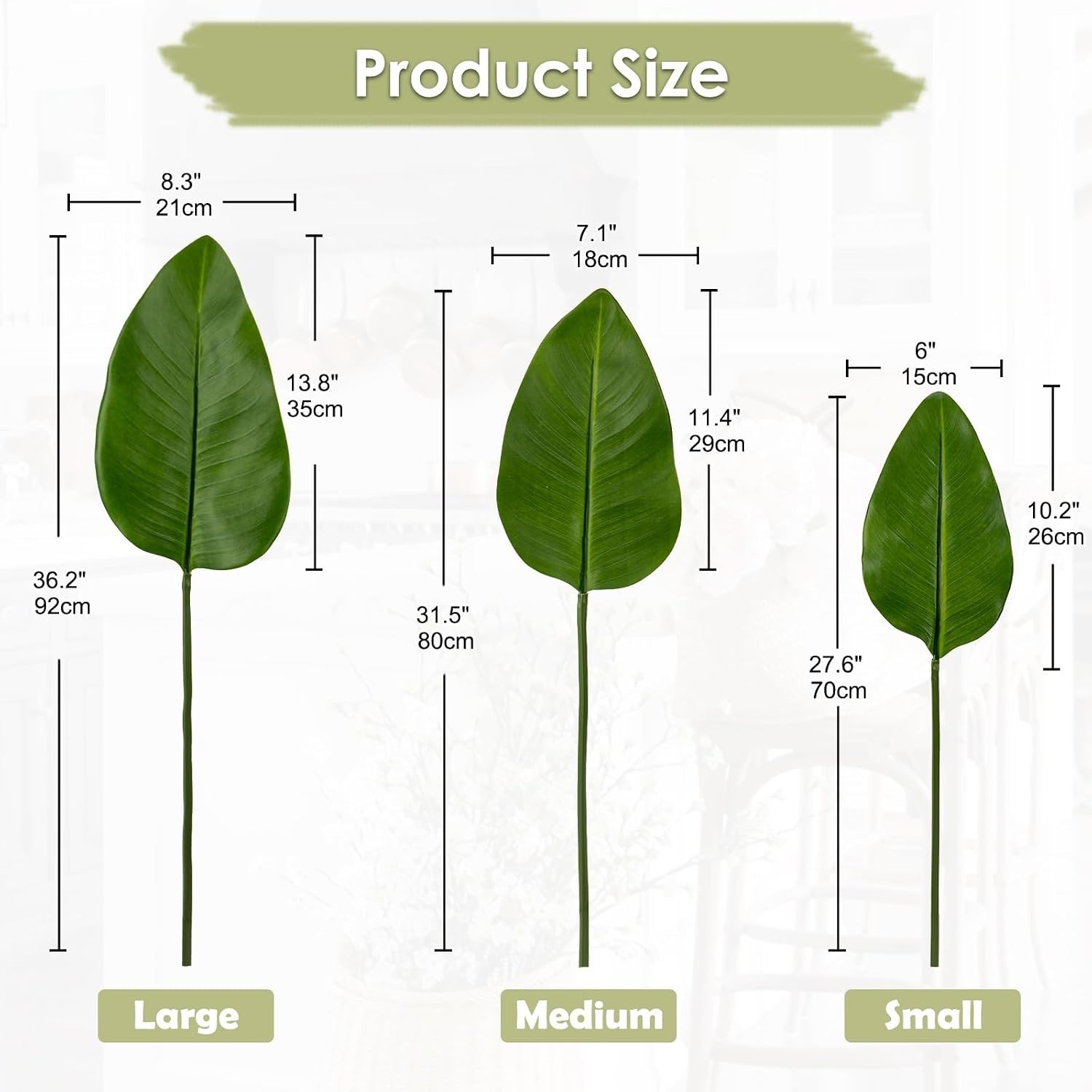 3 Pack Artificial Bird of Paradise Leaves with Long Stem for Vase – Fake Trop…