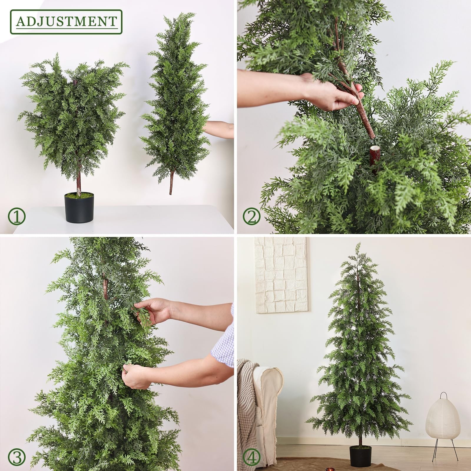 2Set 4FT Lifelike Touch Artificial Cedar Topiary Trees for Front Porch