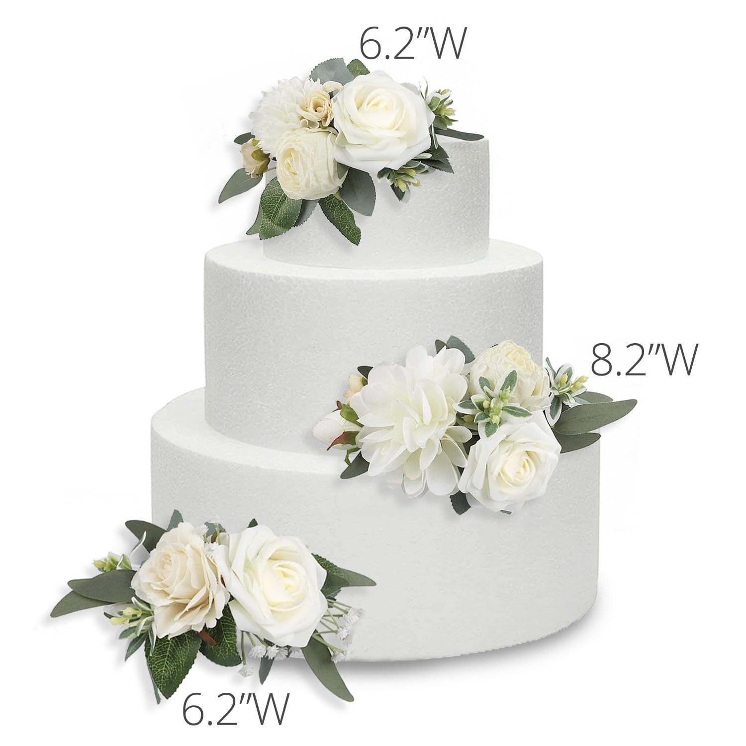 3Pcs Pre-made Cake Flowers Toppers White Green Cake Decorations Wedding Cake …