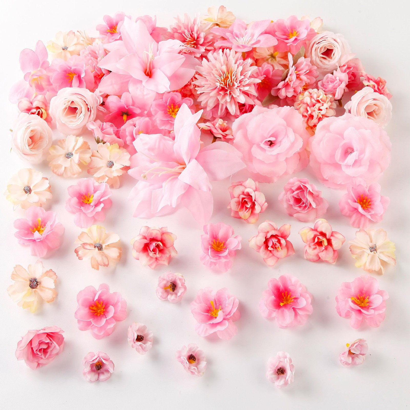 Artificial Flower Heads for Crafts 1-5 Inch, 80 Pcs Pink Silk Faux Peony Dais…