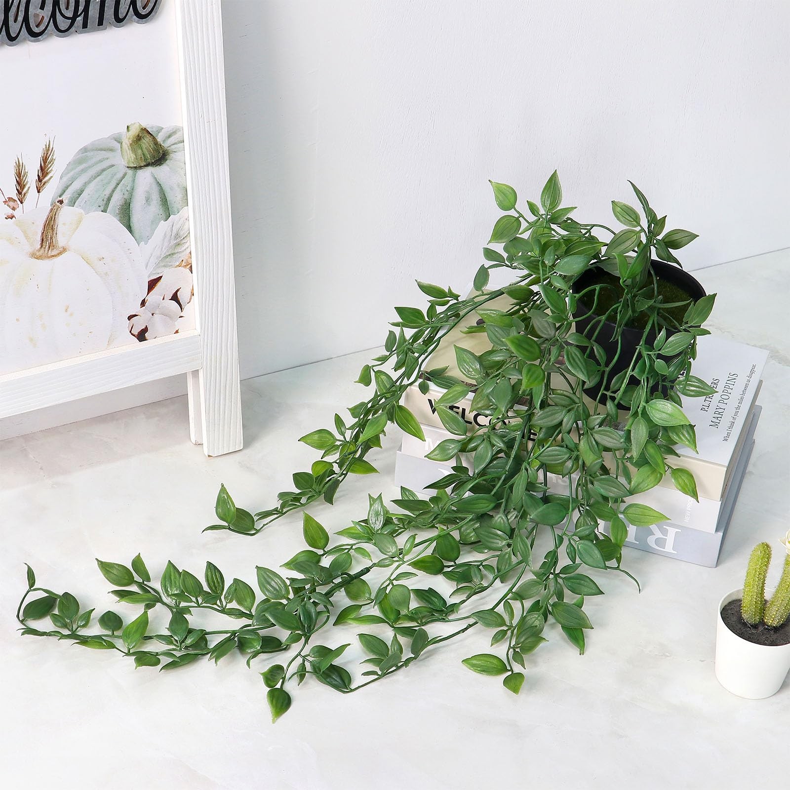 Artificial Hanging Plants Fake Small Potted Faux Mandala Vines Greenery 2 PCS