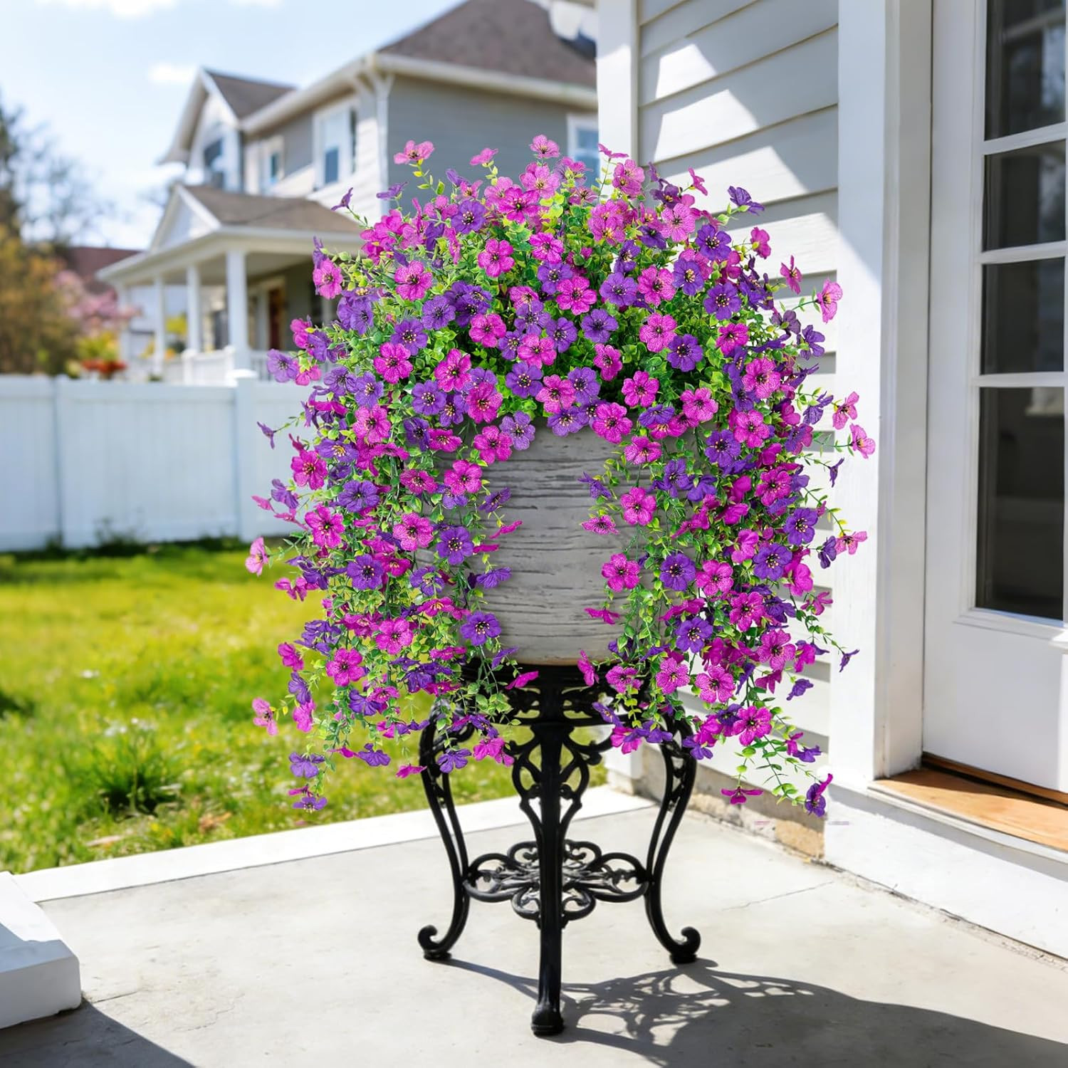 Fake Artificial Hanging Flowers for Outdoor Spring Decor 2PCS Faux Silk Flowers