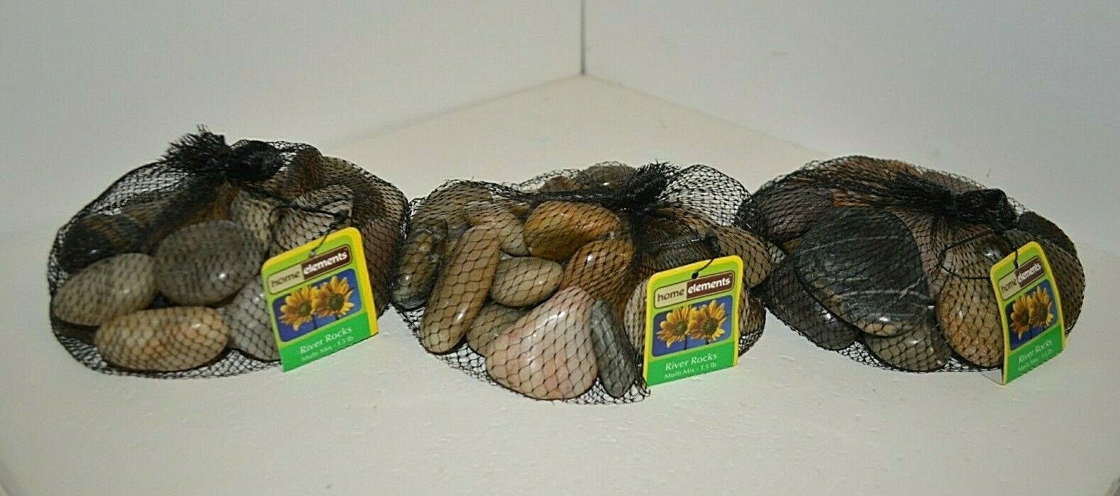 3X Accent RIVER Rocks Multi MIX 1.5 lb ea = 4.5 lbs Craft GARDEN Decor STONES