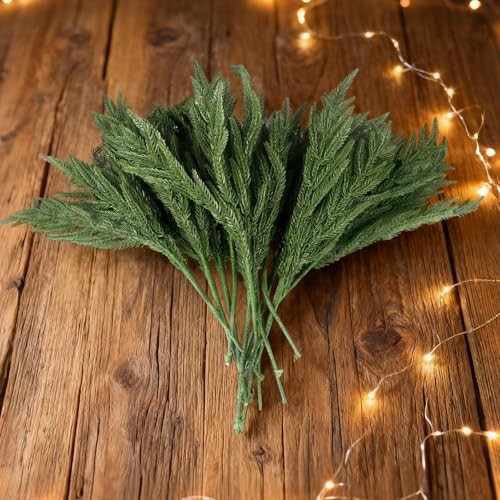 12 Pcs 18″ Faux Norfolk Pine Stems Real Touch Norfolk Pine Branches for Vases