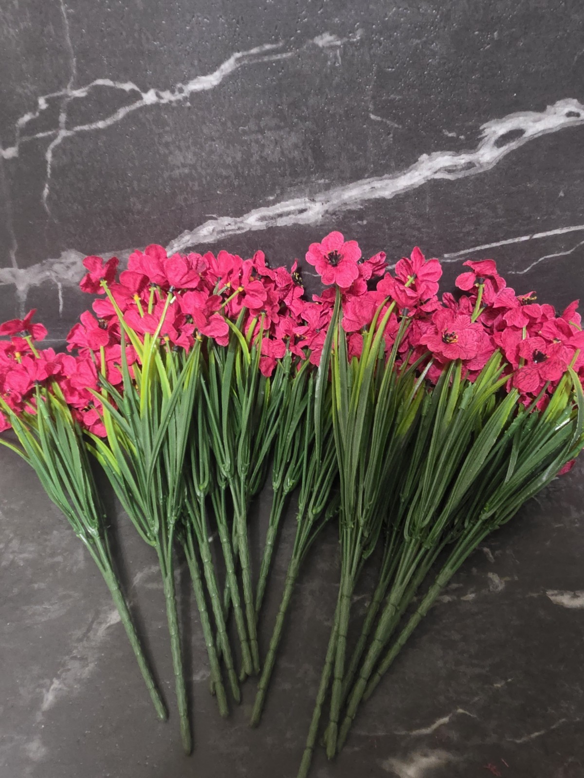 15 Pack Artificial Pink Floral Stems 14″ Black Center Craft Wedding Home Décor