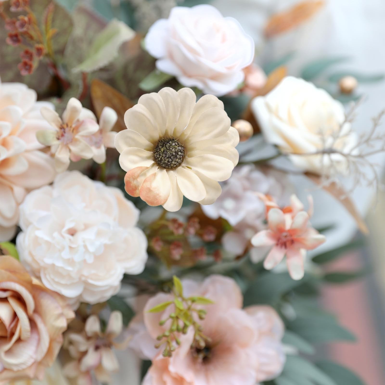 Artificial Flowers Combo Set Fake Flower Leaf Box with Stems for DIY Wedding …