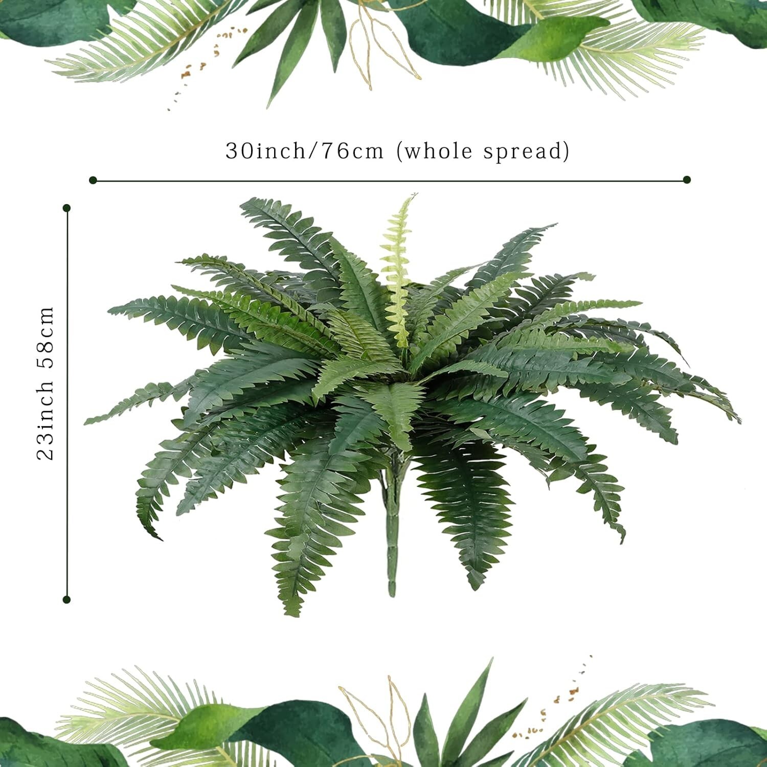 2-Pack Large Fake Fern Bouquets for Outdoor Use – 30-Inch Wide – Ships Fast & Fr