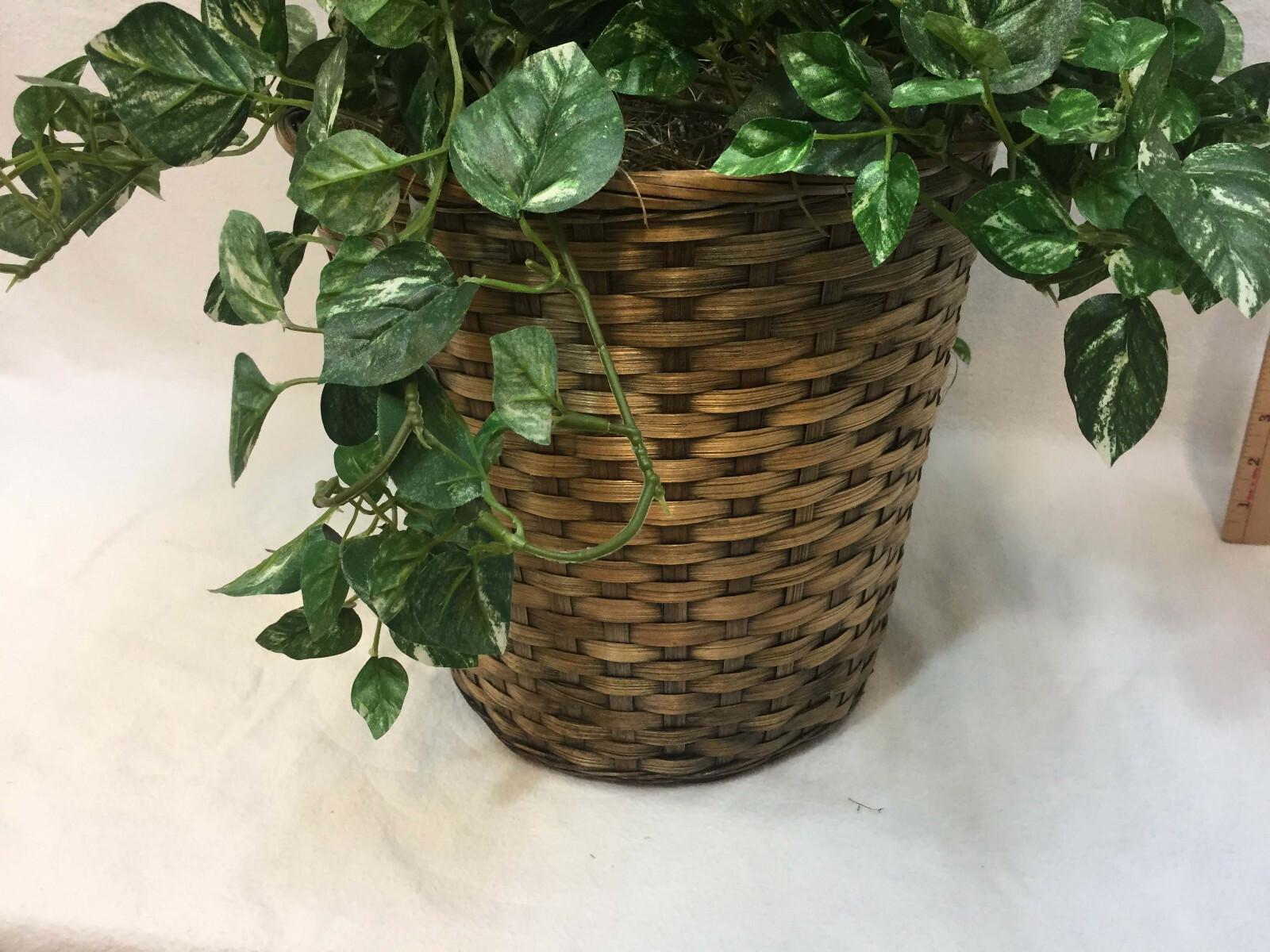 30″ Artificial Dieffenbachia & Ivy Plants Potted Bush Palm In Basket Realistic