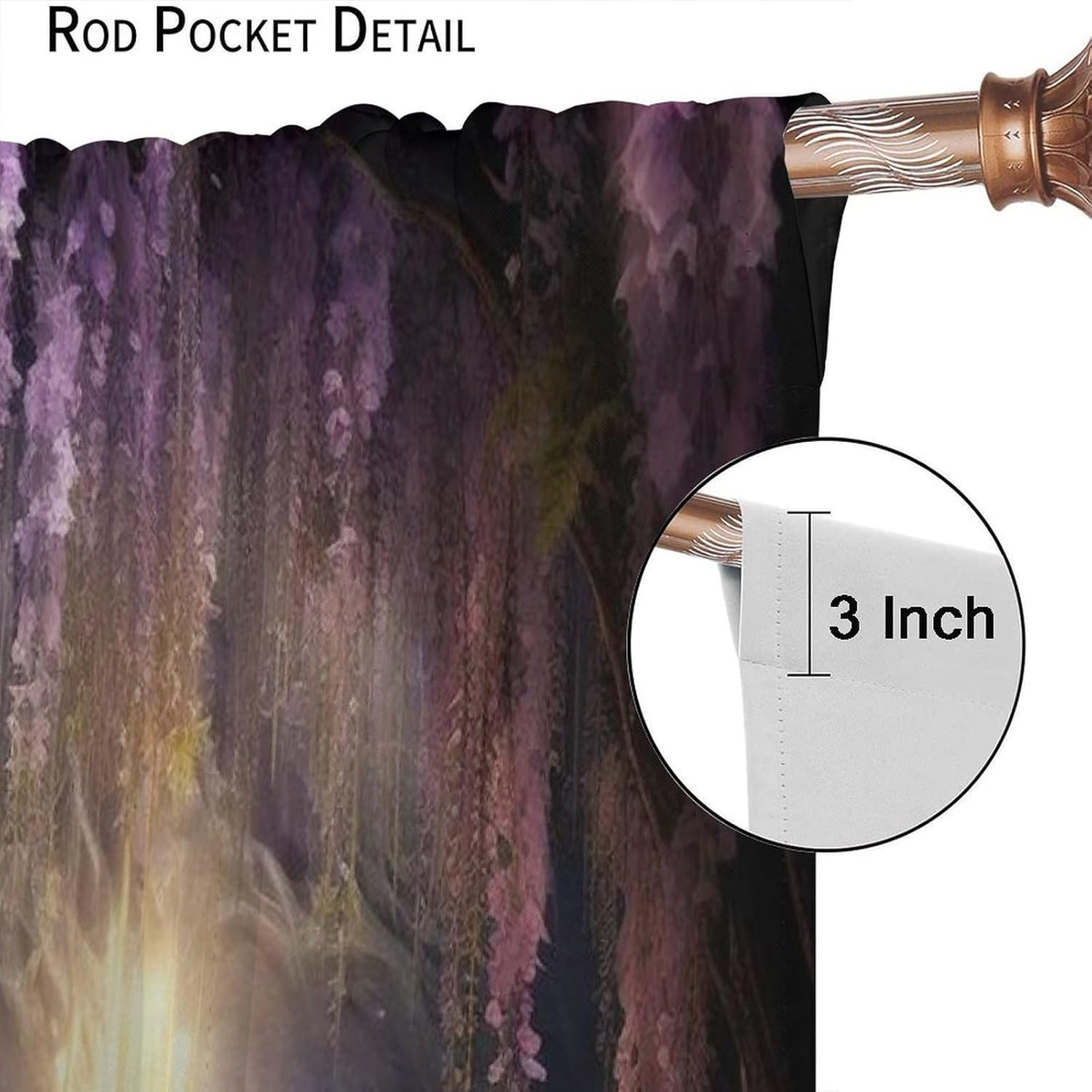 Fantasy Forest Curtains, Enchanted Wonderland Purple Wisteria Flower Lanterns Na