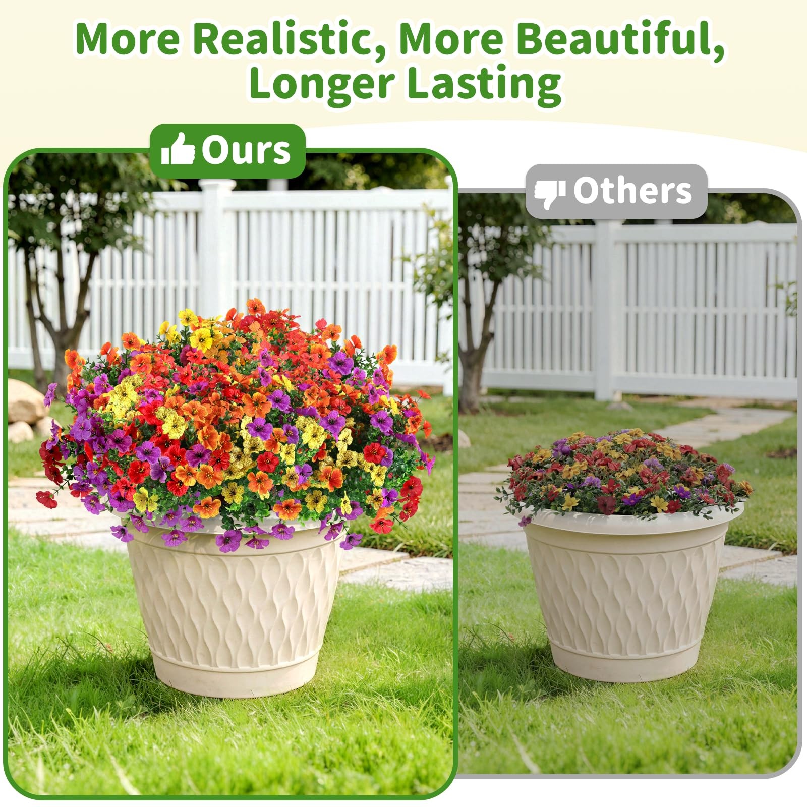 Artificial Outdoor Flowers, Realistic UV Resistant Waterproof Faux Plants, Fu…