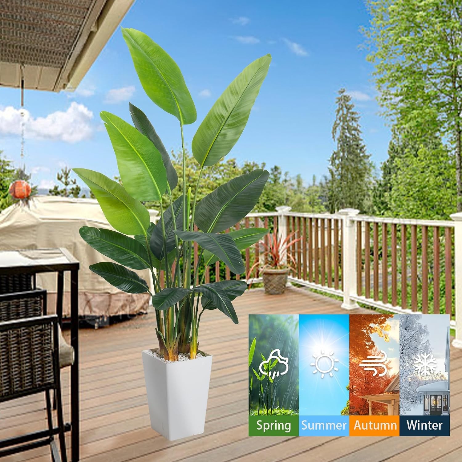 Bird of Paradise Plant Artificial 7ft,Faux Plants Indoor with White Planter,Fake