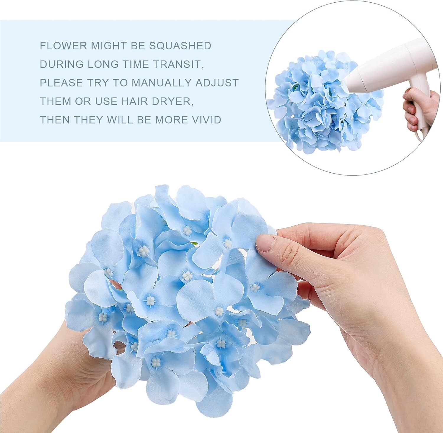 Luxurious 64-Pc Blue Artificial Hydrangea Set for Timeless Wedding & Party Decor