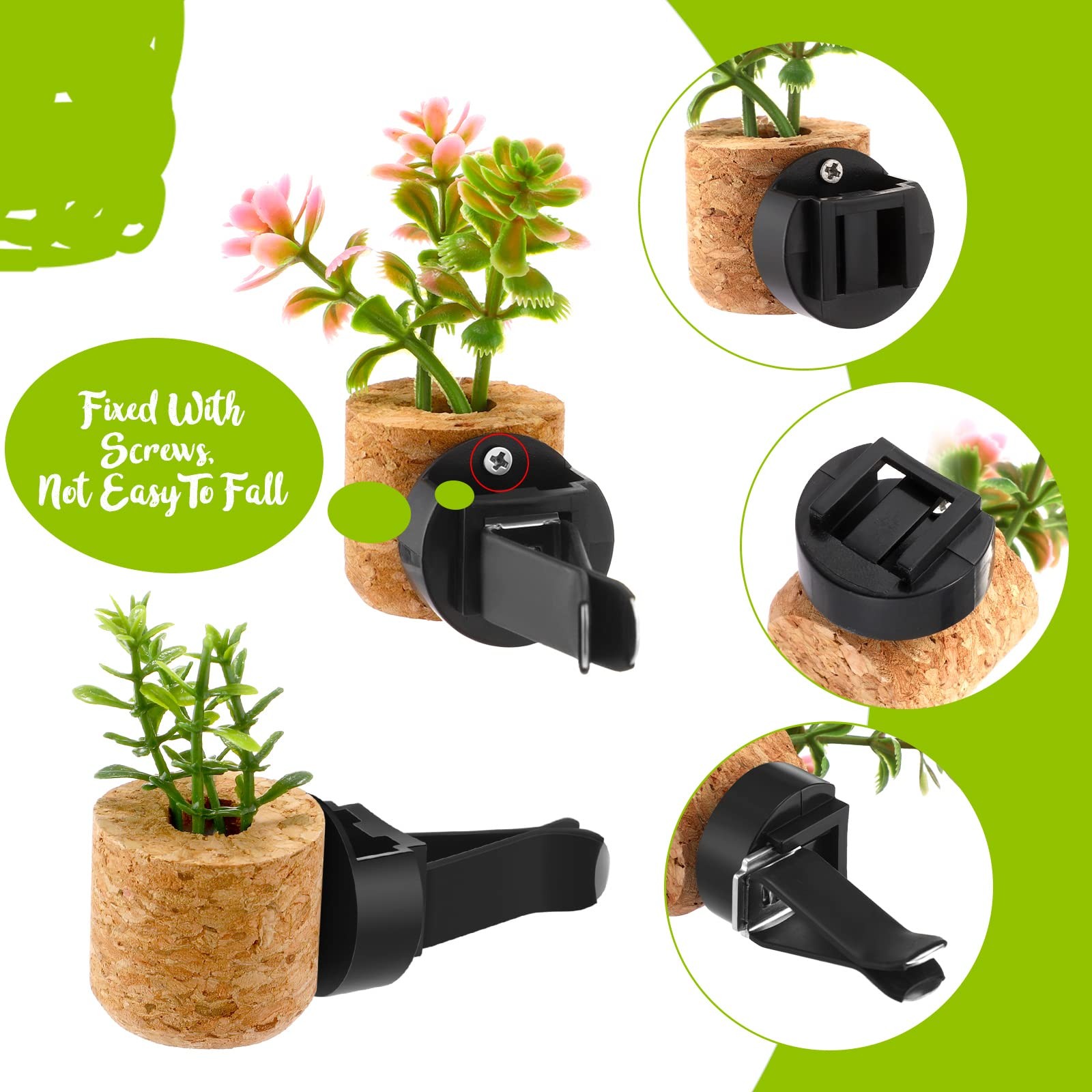 6 PCS Mini Succulent Car Vent Clips Accessories Artificial Plant Decor New