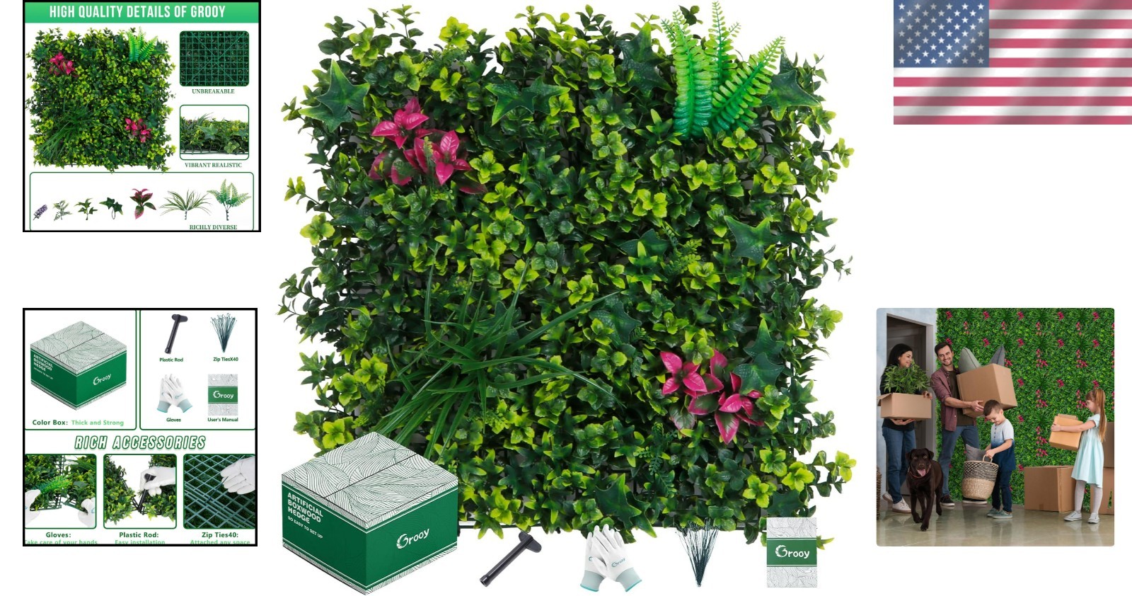 Versatile 12-Piece Artificial Grass Wall Panels, 20″x20″ for Indoors & Outdoors