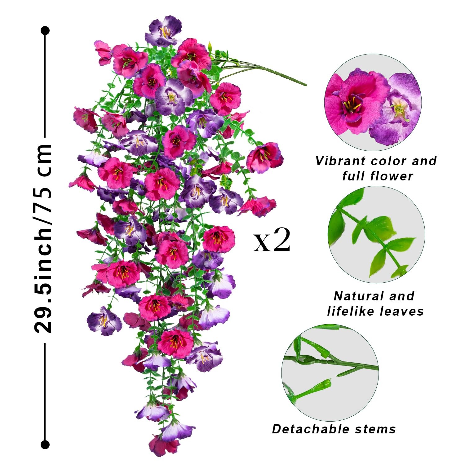 Artificial Hanging Flowers for Outdoors Decor, Fake Silk Hibiscus Long Traili…
